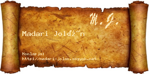 Madari Jolán névjegykártya